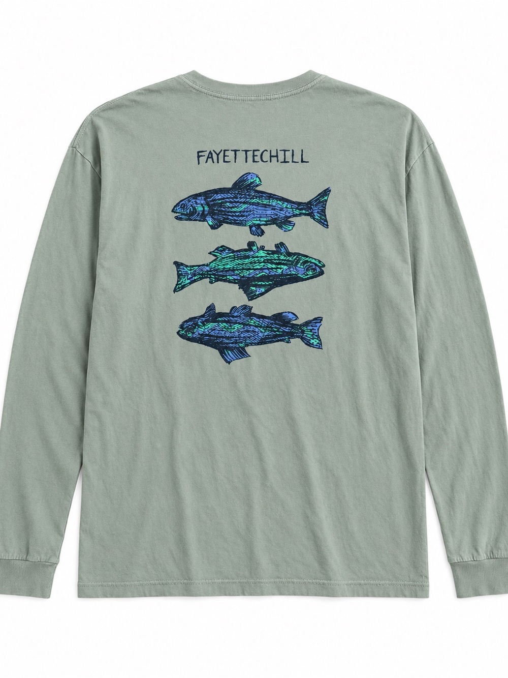 Fayettechill XL Sage Trout Fish Graphic Long Sleeve Tee Fishing Gorpcore Outdoor